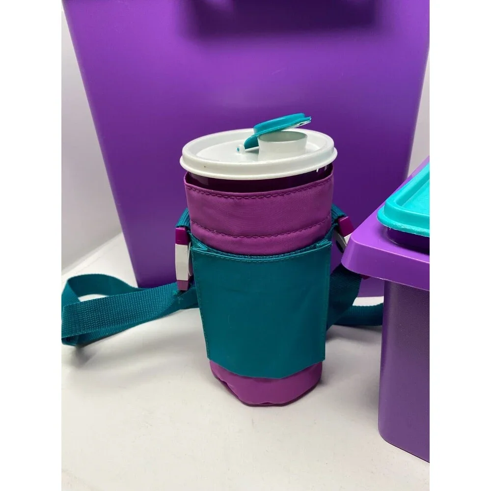 Tupperware‎ Hostess Beach Bright Picnic Totes & Cup Teal & Purple Retro Set